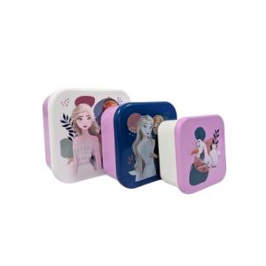 My sweety pop &ndash; Lot de 3 bo&icirc;tes &agrave; go&ucirc;ter La Reine Des Neiges &ndash; Lunch box empilables 11,5 cm &ndash; Enfant &ndash; Cr&egrave;che, maternelle, &eacute;cole, vacances &ndash; Violet/Blanc (Mon jouet pr&eacute;f&eacute;r&eacute;, neuf)