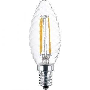 Ampoule LED en forme de bougie torsad&eacute;e 4,5 W (40 W), E14, 470 lm, 2700 K, verre transparent (KS Licht- u. Elektrotechnik GmbH, neuf)