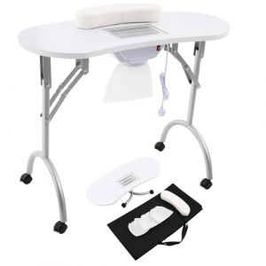 Table à ongles avec aspiration, 5,5 W, pliable, avec roulettes, aspirateur à ongles mobile avec 3 sacs d'aspirateur et sac de transport pour salons de manucure, salons de beauté, maisons, jusqu'à 30 (DHQCQL, neuf)