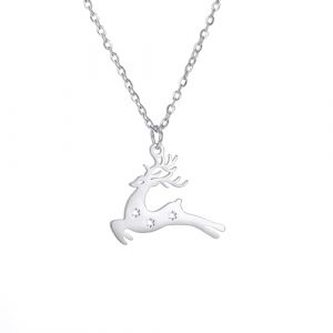 kkjoy Collier de No&euml;l en Acier Inoxydable Collier &agrave; Pendentifs Festif de Cerf Sika pour No&euml;l Soir&eacute;e Bijoux Cadeaux pour Femmes Hommes (KKJOY, neuf)