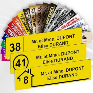 Plaque Boite Aux Lettres Adhésive PVC Avec Numéro – Plaque Gravée À Personnaliser 10 x 2,5 cm – 20 Couleurs Disponibles (Jaune) (GRAVURE ET COMPAGNIE, neuf)