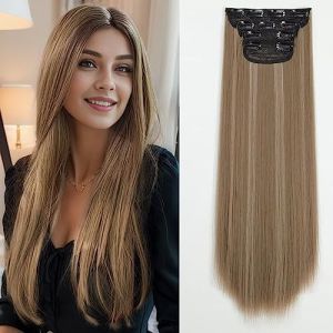 YDDM Extension Cheveux Naturel Clip Extension a Clip Cheveux Naturel Cheveux Raides Extensions de Cheveux Extension Rajout Cheveux Clip Naturel Clip in Hair Extensions Pour Femmes(24 Inch, 4pcs) (YDDM Hair, neuf)