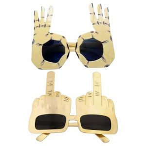 MIRKUZI Loups et lunettes de f&ecirc;te 2 lunettes amusantes, doigt d'honneur cr&eacute;atif, main en forme de doigt d'honneur, lunettes de soleil fantaisie, accessoires de f&ecirc;te, selfies (HU  YIFENG UK SHOP, neuf)