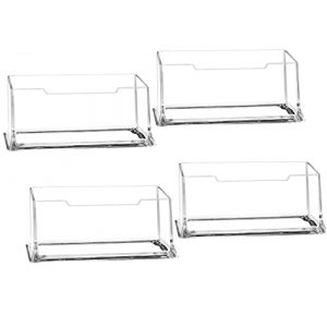 Porte-cartes de Visite Transparent,4 PCS Plastique Présentoir à Carte de Visite en Acrylique Support de Cartepour Support de la Carte Organisateur pour Bureau 103*43mm (SMZZ Shop, neuf)