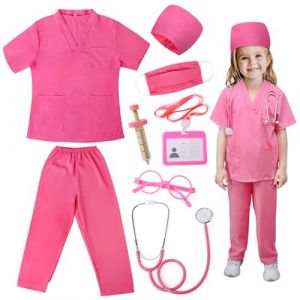 LEADSTAR D&eacute;guisement Docteur Enfant,Costume Cosplay de M&eacute;decin avec St&eacute;thoscope Halloween Costume d'infirmi&egrave;re Dress Up,Jouet d'Imitation et Cadeau pour Enfants 3-10 Ans (M) (Ling EU, neuf)