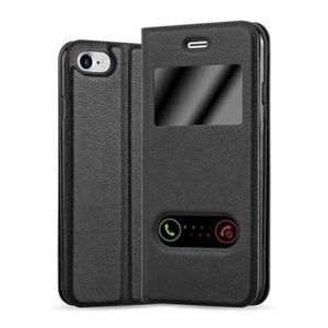 cadorabo Coque pour Apple iPhone 7 / 7S / 8 / SE 2020 en Noir COMÈTE - Housse Protection avec Stand Horizontal et Deux Fenêtres - Portefeuille Etui Poche Folio Case Cover (cadorabo-shop, neuf)