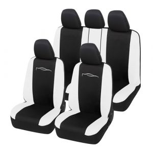 Auto Accessori Lupex Housse de siège Auto Universelle modèle Racing, Housse de Protection pour sièges Avant et arrière, en Polycoton (Noir - Blanc) (LUPEX SHOP, neuf)