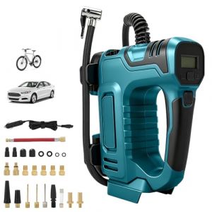 Compresseur &agrave; Air Portatif Compatible avec Makita 18V Batterie, 120 PSI Gonfleur Pneus Voiture avec Arr&ecirc;t Automatique & LED Puissante, pour Voitures,V&eacute;los et Ballons (sans batterie) (MT Bleu) (framita, neuf)