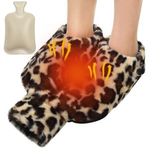 YTACREA Bouillotte Pieds Non électrique, 2L Bouillotte Chauffe-pieds, Bouillotte Pieds Peluche Non électrique Adulte, 2 en 1 Chauffe Pied Bouillotte pour Femmes/Hommes/Enfants (40 * 36CM, Léopard) (Yiomxhi, neuf)