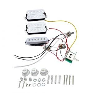 Micros à bobine simple avec faisceau de câblage pré-câblé, 2 tons, 1 volume, commutateurs 5 voies, jeu de pièces de rechange pour guitare électrique, faisceau de câblage pré-câblé, micro HSH (JunsenF, neuf)
