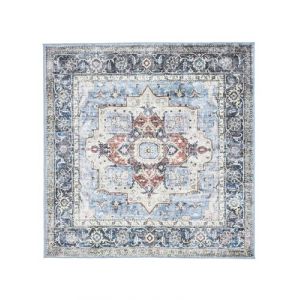 RugVista Georgia Oriental, Tapis, Tapis Modernes, 240 x cm, Carr&eacute;, Poil Ras, Lavage en Machine, Oeko_tex_100, Bleu/Multi (Rugvista, neuf)