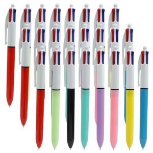 Wriligel Lot de 24 Stylos 4 Couleurs R&eacute;tractables, Stilo 4 Couleurs, 147mm, Multicolore pour Bureau &Eacute;cole &Eacute;tudiants et Enfants, Fournitures Scolaires et Bureau Pratiques (XingLanDa, neuf)