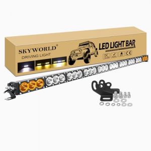 SKYWORLD 54 pouces 137cm 300W Barre de led 4x4 Rampe 12V 24V, Bicolore Ambre blanc Barre d'éclairage LED, Longue portee Barre Lumineuse LED pour Offroad Camion SUV ATV Véhicules, feu antibrouillard (SKYWORLD-EU, neuf)