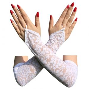 Visxcnu Gants sans Doigts en Dentelle pour Femmes Gants Longs en Maille des Ann&eacute;es,Long Gant Blanc Tulle Femme Coude Sexy Longs Moufles Pour Femmes Mariage Soir&eacute;e Cocktail Bal No&euml;l (pidcassoc, neuf)