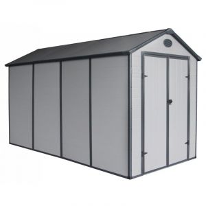 Jôbu Abri de Jardin Résine 6,99m² | Gris Clair | Kit d'ancrage Inclus | Abri à Outils Abri de Rangement Extérieur | Fenêtre Latérale | Montage Facile (Mon Univers Jardin, neuf)