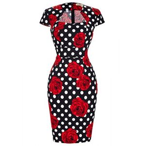 GRACE KARIN etuikleid Knielang bleistiftkleid Pencil Kleid 50s Vintage Retro Kleid S CL7597-11 (Gesunde Familie, neuf)