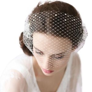Mari&eacute;e mariage vintage masque collant perceuse gros oeil filet court voile voile robe de mari&eacute;e accessoires coiffure(Ivory) (lidongjinshop, neuf)