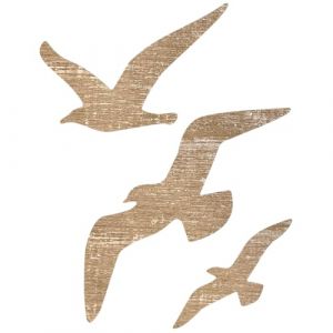 WUSJCOF Lot de 3 décorations murales nautiques en forme de mouette imitation bois pour salon, chambre, salle de bain, couloir et maison de vacances (NAROU DUTEN, neuf)