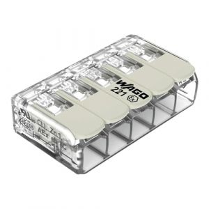 WAGO Borne de Raccordement Compact, pour tous Types de Conducteurs, pour Applications Ex E, Max. 6 mm&sup2;, 5 Conducteurs, avec Leviers, Couleur Du Bo&icirc;tier Transparent, Temp. de Fonctionnement Max. 105 &deg;C (BONPLANPRO, neuf)