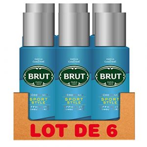 Brut, Déodorant homme spray, Sport Style, Anti traces, Sans sels d'aluminium, Efficacité longue durée, (Lot de 6x200ml) (produits discount, neuf)