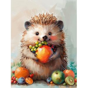 Bimkole 5D Diamond Painting DIY Kits Hérisson Aux Fruits, Animal Broderie Diamant Kits De Broderie Au Point De Croix Strass Rond Résine Peinture Décor à La Maison 30x40cm (Bimkole FR, neuf)