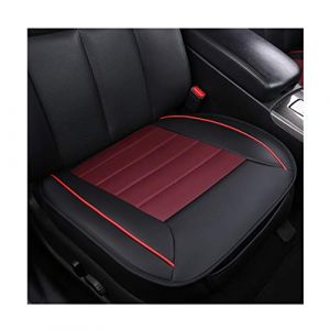 GUOCU Coussin d'Assise, Protection des sièges d'auto, Confort et Respiration Four Seasons General PU Cuir Bambou Charcoal Intérieur de Voiture Respirant,Rouge Noir,Siège Avant (GuoCu, neuf)