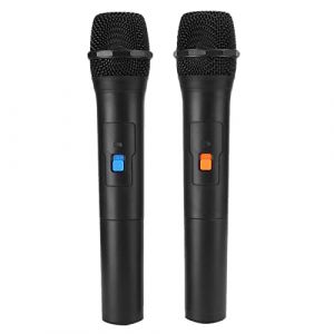 Microphone Universel VHF 2 en 1, Double Micro Dynamique Professionnel, Syst&egrave;me de Microphone sans Fil avec R&eacute;cepteur USB pour Karaok&eacute;/r&eacute;union/Discours &agrave; Domicile (1 pour 2) (sxhlseller, neuf)