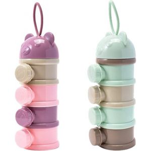 Lait En Poudre, Doseur Lait,doseur Bébé Distributeur En Poudre Portable, 4 Couches, Boîte Doseuse Lait En Poudre Bébé, Récipient Collation Empilable Anti-déversement, 2 (Amesor, neuf)