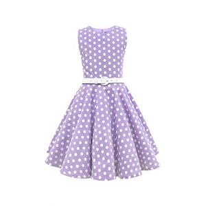 BlackButterfly Enfants Robe Années 50 Vintage à Pois 'Audrey' (Violet - Pois, 5-6 Ans) (BlackButterfly Clothing, neuf)