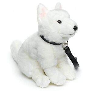 Uni-Toys - Chiot Berger Suisse Blanc Assis (avec Laisse) - 26 cm (Hauteur) - Peluche Chien Berger Blanc Suisse - Peluche, Doudou (Uni-Toys Shop, neuf)