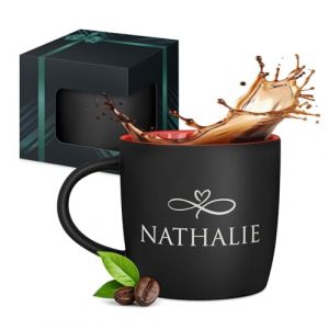 Maverton Mug personnalis&eacute; pour femmes - 40cl Tasse &agrave; Th&eacute; Personnalisable avec Pr&eacute;nom pour elle - Tasse d&eacute;corative pour Coll&egrave;gue - Cadeau original - Diff&eacute;rents Designs - int&eacute;rieur rouge - votre prenom (MAVERTON, neuf)