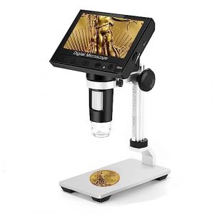 Ninyoon Microscope numérique DM4 avec écran LCD 4,3 Pouces, 50-1000X Microscope à pièces pour Les pièces erronées, loupe USB Micro Scope avec Support Haut 8 lumières LED réglables pour Windows View… (Ninyoon, neuf)