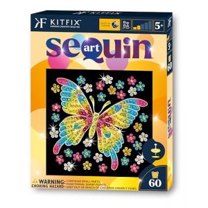 Kitfix - Sequin Art 60-20 x 20 cm- Papillon - Image à paillettes pour enfants - 20 x 20 cm - Activité manuelle de 60 min - Kit de création pour enfants à partir de 5 ans - 1325 (Kitfix, neuf)