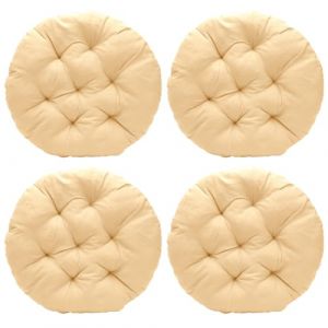 Tutamaz Lot de 4 Coussins de Chaise Ronds, Coussin de Si&egrave;ge Confortable 40x40x3cm, Coussin de Sol Rond, Housse de Chaise pour Int&eacute;rieur et Ext&eacute;rieur pour Salle &agrave; Manger, Salon, Bureau (Beige Clair) (Tutamaz, neuf)