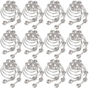 Toyvian Lot de 12 &Eacute;pingles &agrave; Cheveux Spirale Argent&eacute;es Strass Bijoux de Cheveux D&eacute;coratifs Mari&eacute;e Accessoires &Eacute;l&eacute;gants pour Mariage et F&ecirc;te Femmes (TXINNG, neuf)