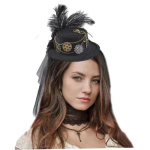 Chapeau haut de forme pour femme, chapeau victorien avec voile en maille, plumes et d&eacute;cor rose, haut de forme avec clip pour d&eacute;guisement, chapeaux victoriens cosplay pour femme (anyukpqbj, neuf)