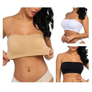 Boolavard Soutien-Gorge Genre Bandeau pour Femme sans Couture Élastique Lot de 3 Noir, Blanc Et Chair (as4, Alpha, s, Regular, Regular) (Boolavard, neuf)