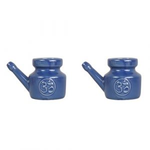 Janasiba 2X 350Ml Céramique Neti Pot Pot de Nettoyage de Nez Pot de Bec Anti-Fuite pour Rinçage Nasal Nez Lavage Femmes,Bleu (daijianbin, neuf)