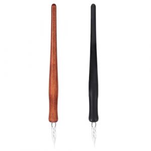 jojofuny Stylo Calligraphie Plume 2 Pi&egrave;Ces Avec Poign&eacute;E Bois Stylo De Verre Pour &Eacute;Criture Artistique Et Dessin Surface Lisse 7.68 Pouces (Merlun, neuf)