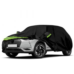 Housse de Voiture Adaptée pour Citroen DS3/DS 3 Crossback 2009-2025, Housse de Garage Complète Noire étanche avec Porte Zippée pour Neige, Pluie, Protection Tous Temps (pendantd, neuf)