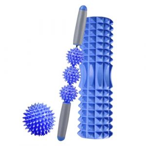 Pack Rouleau, Balle et Barre de Massage. Rouleau en Mousse pour Thérapie Musculaire, Massage, Pilates, Yoga. Rouleau en Mousse de Remise en Forme. Cylindre pour Soulager Douleur, l'Entraînement 45 cm (Magic boutique, neuf)