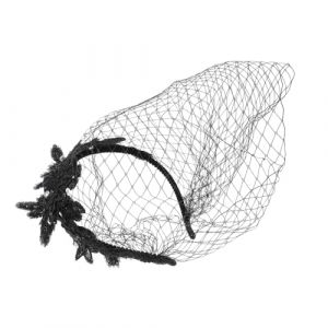 POPETPOP 2pièces Bandeau Dentelle Rétro Noir Pour Femmes Accessoire De Fête Élégant Voilette Chic Pour Mariage Et Événements Spéciaux (Unicepet, neuf)