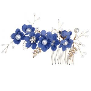 Accessoires cheveux demoiselle d'honneur, peignes de mariage, postiches, épingles à cheveux fleurs pour femmes, accessoires cheveux mariage, bal (bleu roi) (LECTNORE FR, neuf)