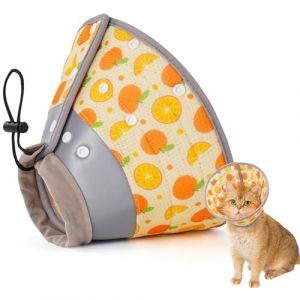 Avont Collerette pour Chat Souple de Récupération, Collerette Chat Anti-Léchage Ajustable et Pliable, Légère et Confortable en Forme de Beignet, Collerette Élisabéthaine pour Petit Chien -Orange(M) (Suixi Store, neuf)