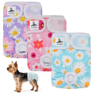 UFO PET Culotte Chiennes Chaleurs XS Réutilisables, Couche pour Chien Femelle Lavables (Lot de 3), Culotte très Absorbantes pour Chien avec Fermeture Forte et Flexible (UFO PET-FR, neuf)