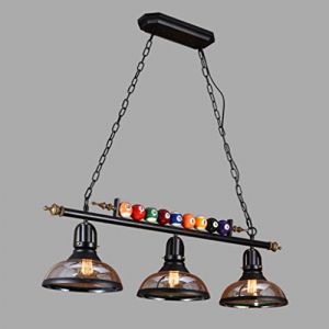 Suspension Rétro Industrielle Billard - Lustre en Fer et Verre - Lampe Hauteur Réglable pour Salle De Billard, Restaurant, Café, Bar, Loft, Chambre, Salon - Décoration Vintage (Linxianlianfazhuanghuangcailiaoxiaoshoudian, neuf)