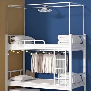 Tente de lit superpos&eacute; avec moustiquaire r&eacute;tractable, cadre universel &agrave; 4 poteaux d'angle pour dortoirs et &eacute;tudiants, support de lit et auvent de rideau (jinzhongfeinashangmaoyouxiangongsi, neuf)