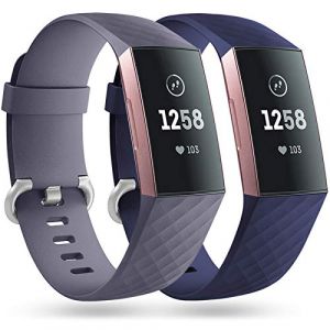 Faliogo 2 Pack Bracelet de Remplacement Compatible avec Fitbit Charge 3 Bracelet/Fitbit Charge 4 Bracelet, Bandes de Sport Classiques pour Femmes Hommes, Grand, Bleu Gris/Bleu (Gehuaa-EU, neuf)