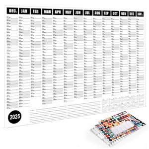 Calendrier 2025 mural (74.2 x 52.5 cm) Plié Agenda Annuel, Agenda Mural Avec Jours Fériés Français, Calendrier Mural 2025, XXL Calendriers Muraux (Noir) (CELTIC MANUFACTURING, neuf)
