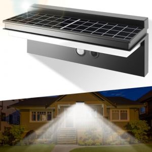 HOTUT Lampe Solaire Exterieur D&eacute;tecteur Mouvement, Lumi&egrave;re Solaire Ext&eacute;rieur IP65 &eacute;tanche Sans Fil 4 Modes, LED Applique Murale Exterieure pour Cour, Jardin, Terrasse, Proche, Mur, Pathway, Patio (AomigEU, neuf)